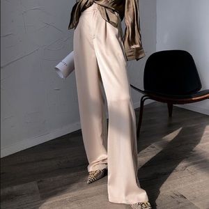 Wide-Leg Pants in Satin Effect